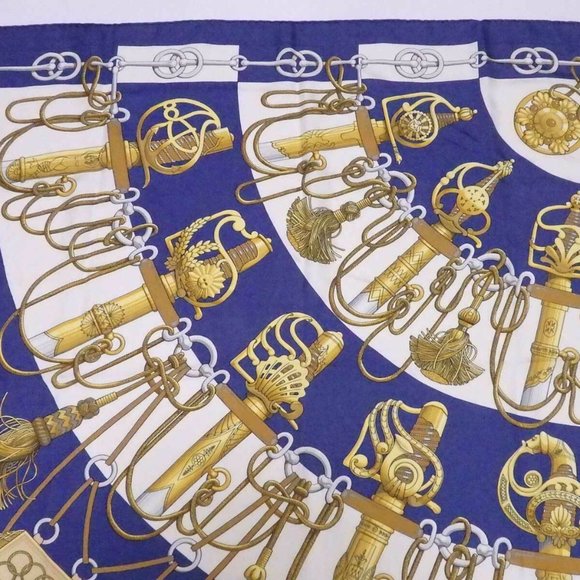 Auth HERMES Carre 90 Cliquetis Scarf Blue/Multicolor 100% Silk - Picture 3 of 12